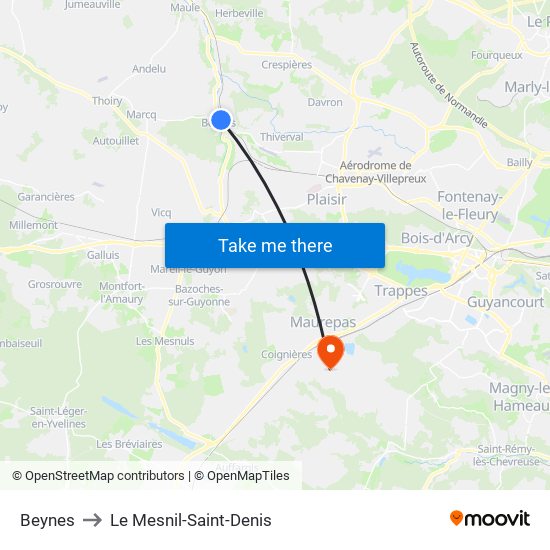 Beynes to Le Mesnil-Saint-Denis map