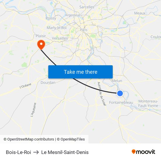 Bois-Le-Roi to Le Mesnil-Saint-Denis map