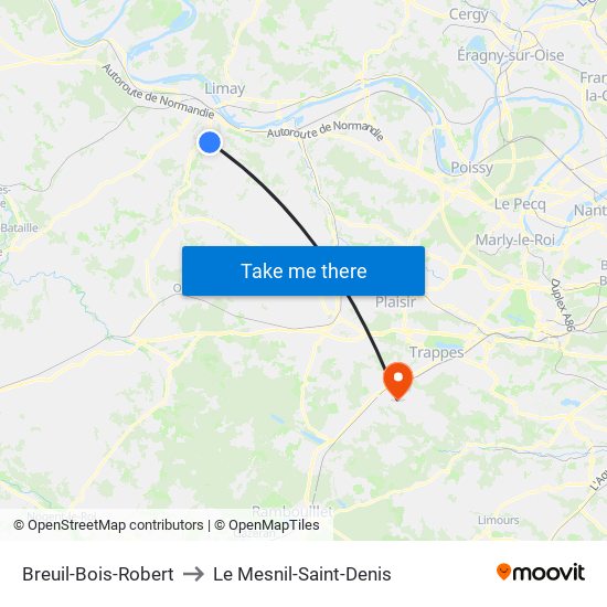 Breuil-Bois-Robert to Le Mesnil-Saint-Denis map