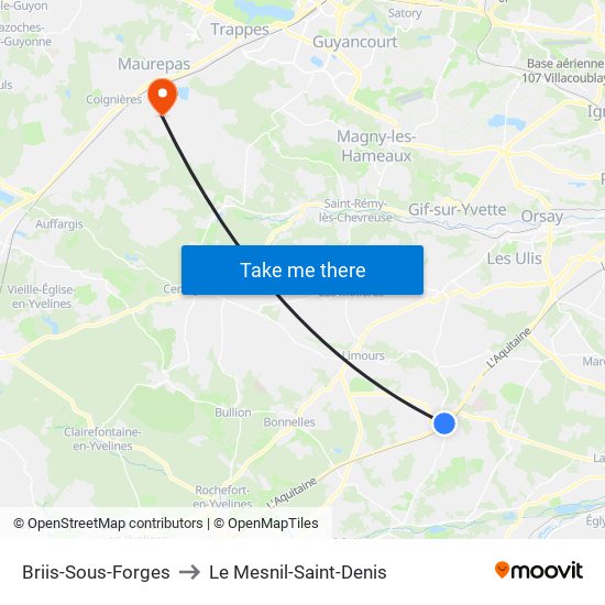 Briis-Sous-Forges to Le Mesnil-Saint-Denis map