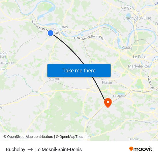 Buchelay to Le Mesnil-Saint-Denis map