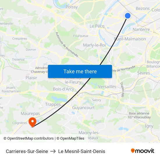 Carrieres-Sur-Seine to Le Mesnil-Saint-Denis map