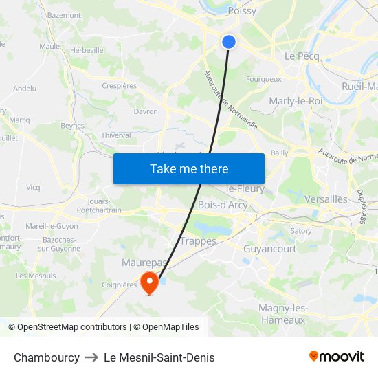 Chambourcy to Le Mesnil-Saint-Denis map