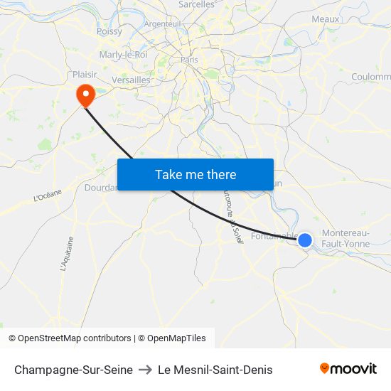 Champagne-Sur-Seine to Le Mesnil-Saint-Denis map