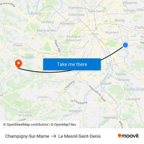 Champigny-Sur-Marne to Le Mesnil-Saint-Denis map