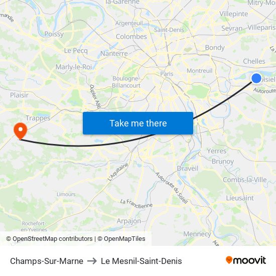 Champs-Sur-Marne to Le Mesnil-Saint-Denis map