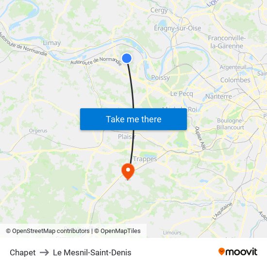 Chapet to Le Mesnil-Saint-Denis map