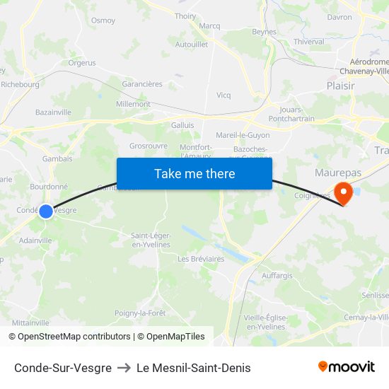 Conde-Sur-Vesgre to Le Mesnil-Saint-Denis map