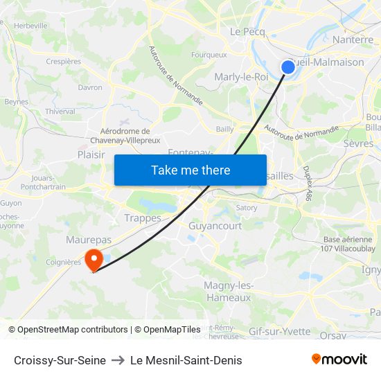Croissy-Sur-Seine to Le Mesnil-Saint-Denis map