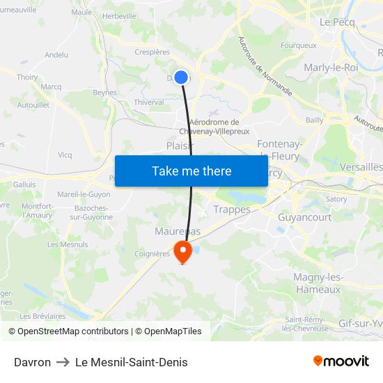 Davron to Le Mesnil-Saint-Denis map
