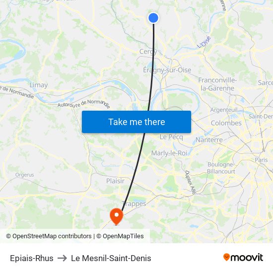 Epiais-Rhus to Le Mesnil-Saint-Denis map