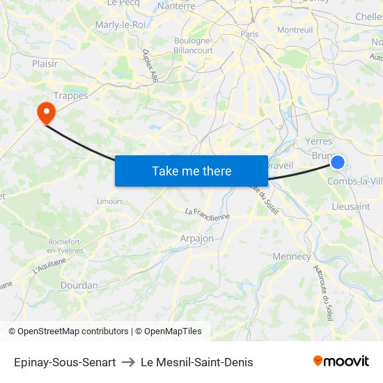 Epinay-Sous-Senart to Le Mesnil-Saint-Denis map