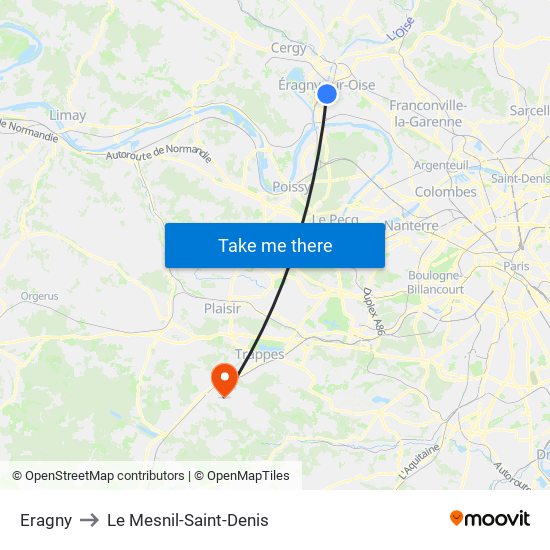 Eragny to Le Mesnil-Saint-Denis map