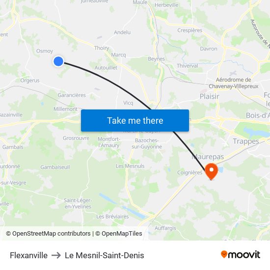 Flexanville to Le Mesnil-Saint-Denis map