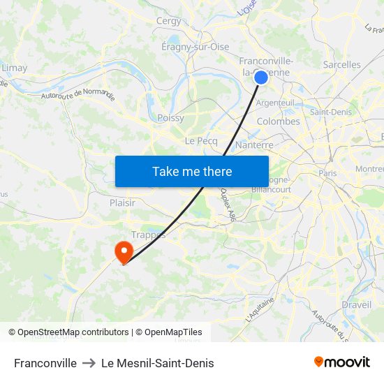 Franconville to Le Mesnil-Saint-Denis map
