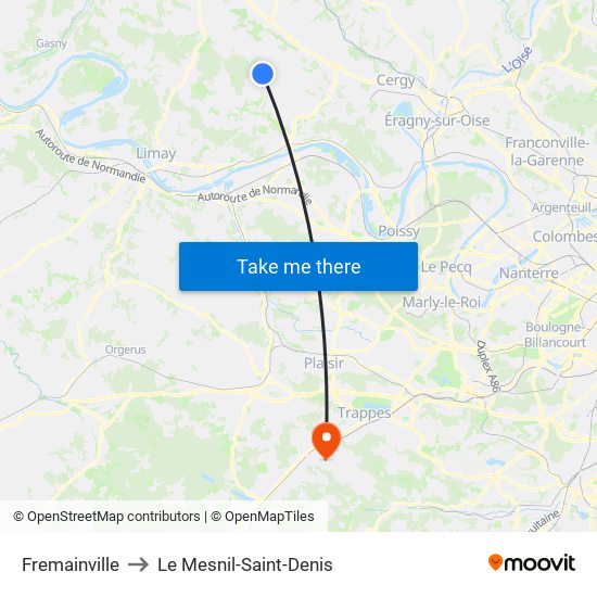 Fremainville to Le Mesnil-Saint-Denis map