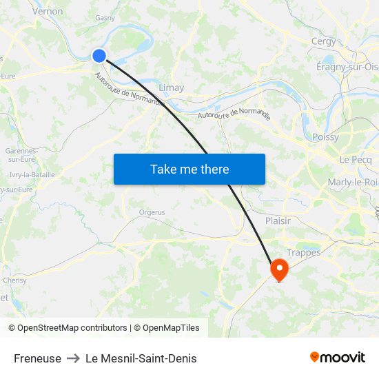 Freneuse to Le Mesnil-Saint-Denis map
