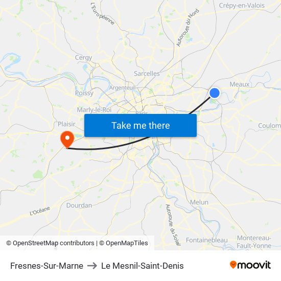 Fresnes-Sur-Marne to Le Mesnil-Saint-Denis map