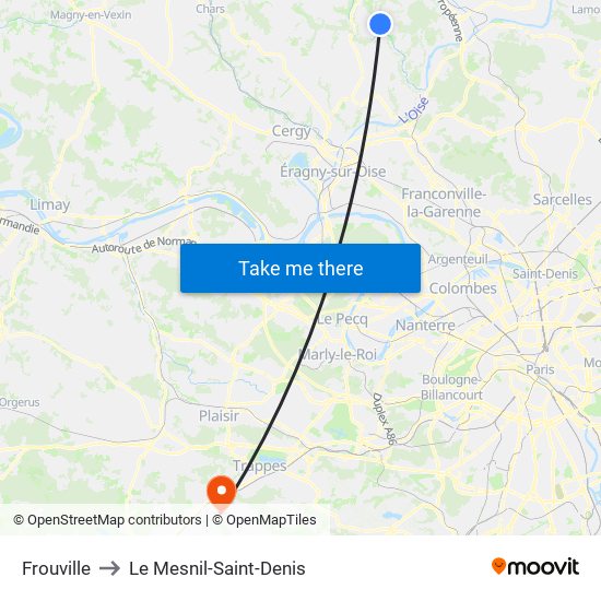 Frouville to Le Mesnil-Saint-Denis map