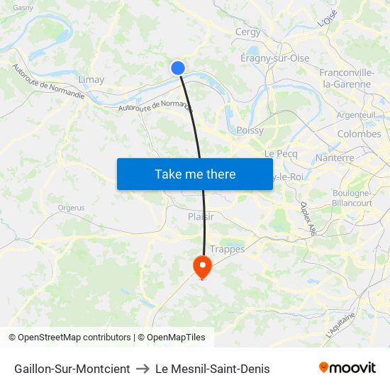 Gaillon-Sur-Montcient to Le Mesnil-Saint-Denis map