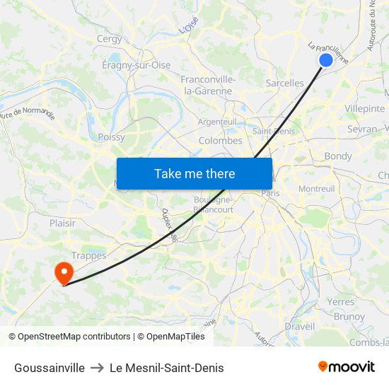 Goussainville to Le Mesnil-Saint-Denis map