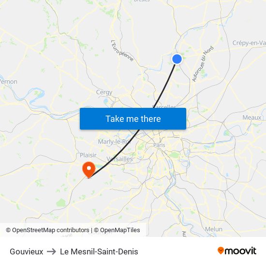 Gouvieux to Le Mesnil-Saint-Denis map