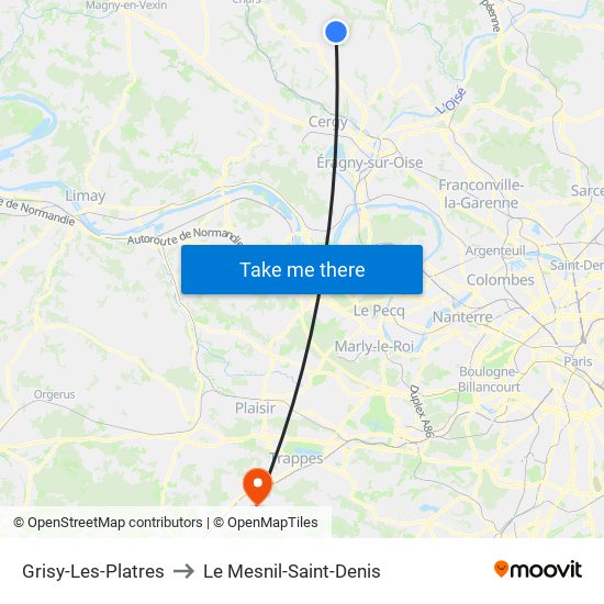 Grisy-Les-Platres to Le Mesnil-Saint-Denis map