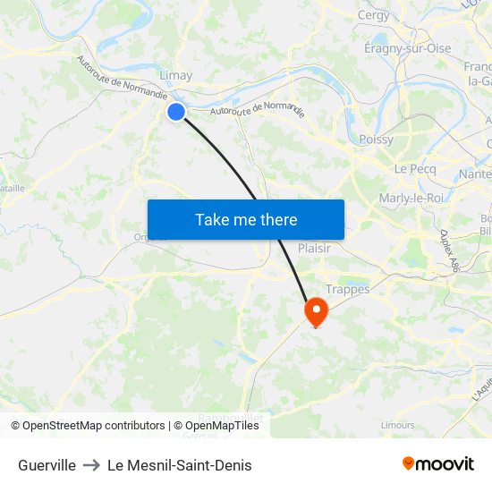 Guerville to Le Mesnil-Saint-Denis map