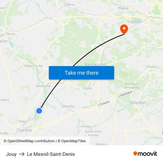 Jouy to Le Mesnil-Saint-Denis map