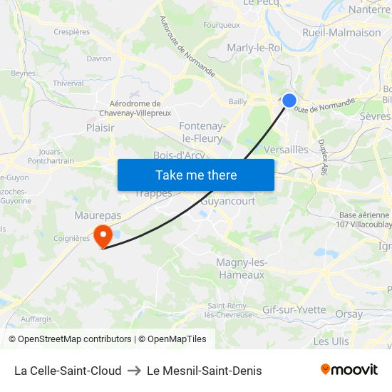 La Celle-Saint-Cloud to Le Mesnil-Saint-Denis map