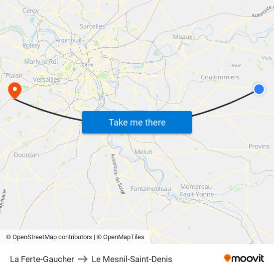 La Ferte-Gaucher to Le Mesnil-Saint-Denis map