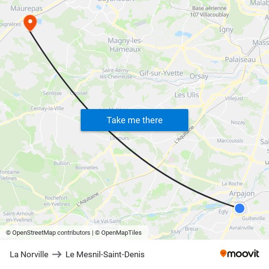 La Norville to Le Mesnil-Saint-Denis map