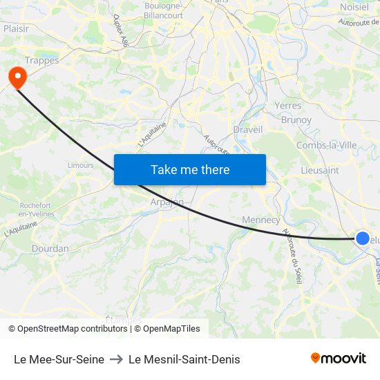Le Mee-Sur-Seine to Le Mesnil-Saint-Denis map