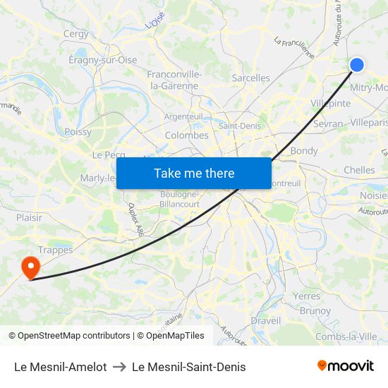 Le Mesnil-Amelot to Le Mesnil-Saint-Denis map