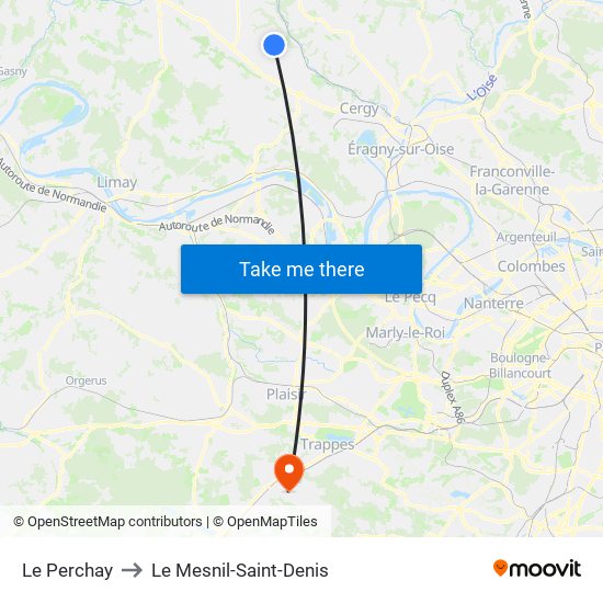 Le Perchay to Le Mesnil-Saint-Denis map