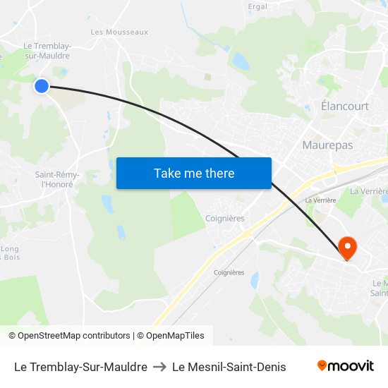 Le Tremblay-Sur-Mauldre to Le Mesnil-Saint-Denis map