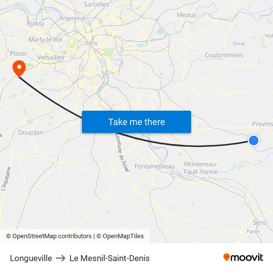 Longueville to Le Mesnil-Saint-Denis map