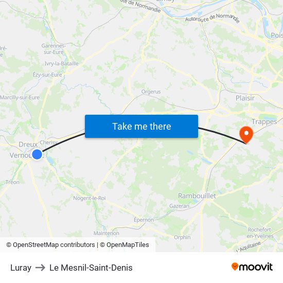 Luray to Le Mesnil-Saint-Denis map