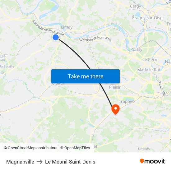 Magnanville to Le Mesnil-Saint-Denis map