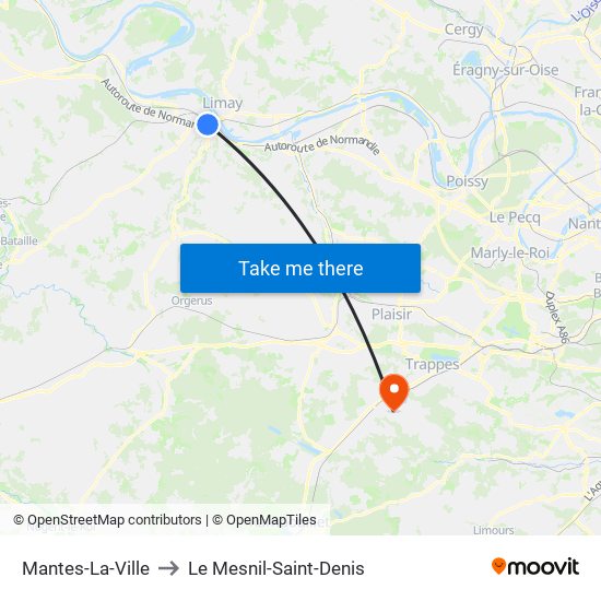 Mantes-La-Ville to Le Mesnil-Saint-Denis map