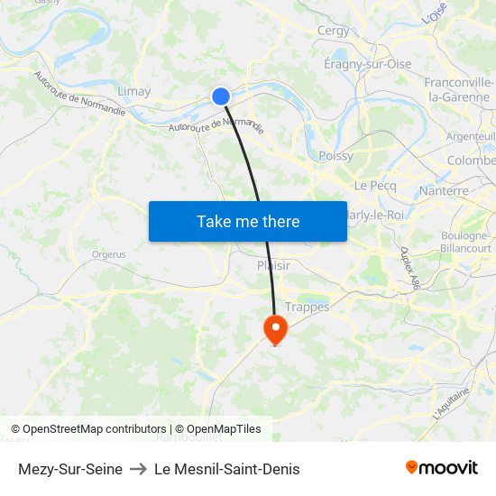 Mezy-Sur-Seine to Le Mesnil-Saint-Denis map