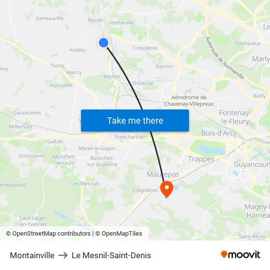 Montainville to Le Mesnil-Saint-Denis map