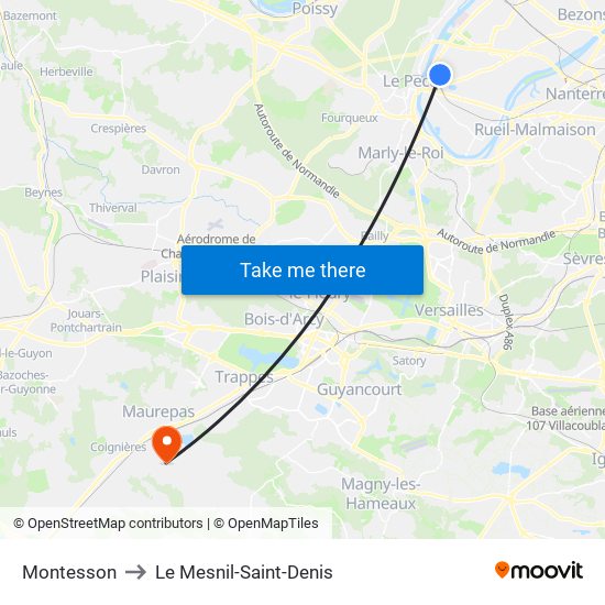 Montesson to Le Mesnil-Saint-Denis map