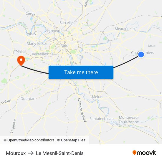 Mouroux to Le Mesnil-Saint-Denis map