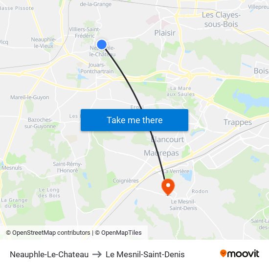 Neauphle-Le-Chateau to Le Mesnil-Saint-Denis map