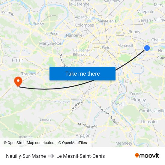 Neuilly-Sur-Marne to Le Mesnil-Saint-Denis map