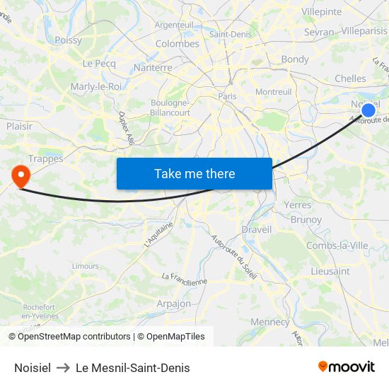 Noisiel to Le Mesnil-Saint-Denis map