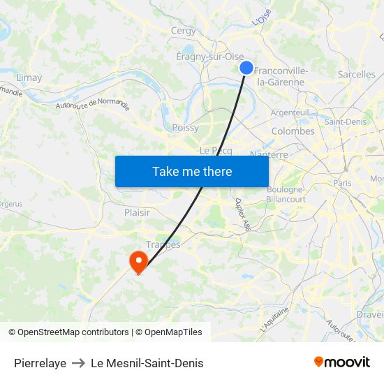 Pierrelaye to Le Mesnil-Saint-Denis map