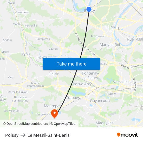 Poissy to Le Mesnil-Saint-Denis map