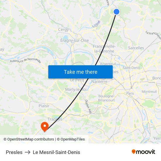 Presles to Le Mesnil-Saint-Denis map
